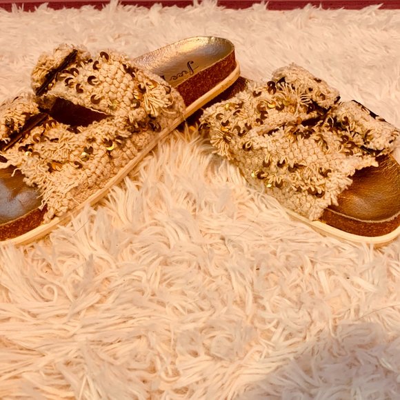 Free People Gold and Cream Sandals - Picture 2 of 6